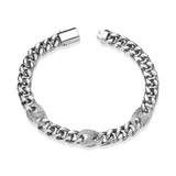 Men's 7.5" Links Rhodium-Plated Sterling Silver Lab-Created White Sapphire Bracelet by ETHOS - UB0080