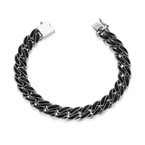 Men's Links Black Agate Inlay Cuban Chain Bracelet by ETHOS - UB0081