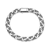 Men's 7.5" Gator Rhodium-Plated Sterling Silver Bracelet by ETHOS - UB0094