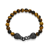 Men's Dark Reign Lion Rondelle Cuban Chain Tiger's Eye Beaded Bracelet by ETHOS - UB0104