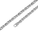 Additional view of Mens 22" Italian Chain Rhodium-Plated Sterling Silver Flat Curb Twisted 3+1 Chain Necklace by ETHOS - UN0001M