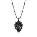 Men's 20" Dark Reign Gunmetal-Finish Sterling Silver Genuine Black Sapphire Box Chain Pendant Necklace by ETHOS - UN0042