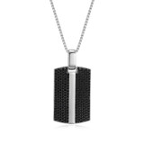 Men's Eclipse Black Sapphire Rhodium and Gunmetal Pendant Necklace by ETHOS - UN0064