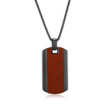 Men's Crimson Red Jasper Gunmetal-Finish Pendant Necklace by ETHOS - UN0074