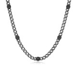Men's 22" Ridge Oxidized Sterling Silver Genuine Black Sapphire Necklace by ETHOS - UN0075