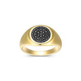 Additional view of Mens Black Sparkle Yellow Gold-Plated Gunmetal Ring with Lab-Created Black Sapphire by ETHOS - UR0008