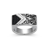 Men's Chisel & Chevron Genuine Black Sapphire Ring by ETHOS - UR0084