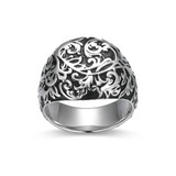 Men's Chisel Rhodium-Plated Sterling Silver Signet Ring by ETHOS - UR0087