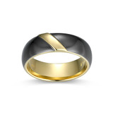 Men's Eclipse Yellow Gold-Plated and Gunmetal Two-Tone Eternity Band Ring by ETHOS - UR0089
