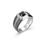 Additional view of Mens Lab-Created Black Sapphire Statement Ring by ETHOS - UR0124