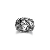 Additional view of Mens Chevron Rhodium-Plated Sterling Silver Band Ring by ETHOS - UR08