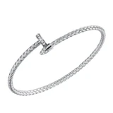 Charles Garnier 3mm Cuffs Rhodium-Plated Sterling Silver Cubic Zirconia Cuff Bracelet BMC8303WZ