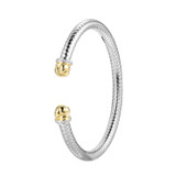 Charles Garnier New Mesh 2 Gold/Rhodium-Plated Sterling Silver Cubic Zirconia Bangle Bracelet CB0064