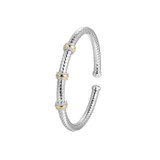 Charles Garnier New Mesh 2 Gold/Rhodium-Plated Sterling Silver Cubic Zirconia Cuff Bracelet CB0066