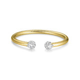 Charles Garnier New Mesh 2 Gold/Rhodium-Plated Sterling Silver Cubic Zirconia Cuff Bracelet CB0069