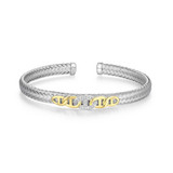Charles Garnier Mariner Gold/Rhodium-Plated Sterling Silver Cubic Zirconia Cuff Bracelet CB0175