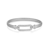 Charles Garnier Prestine Rhodium-Plated Sterling Silver Cubic Zirconia Bangle Bracelet CB0178