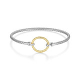 Charles Garnier Flourish Gold/Rhodium-Plated Sterling Silver Cubic Zirconia Bangle Bracelet CB0186