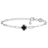 Charles Garnier Bliss Rhodium-Plated Sterling Silver Black Onyx Cubic Zirconia Bracelet CB0197