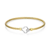 Charles Garnier Clover Gold/Rhodium-Plated Sterling Silver Cubic Zirconia Bangle Bracelet CB0202