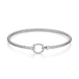 Charles Garnier Equestra Rhodium-Plated Sterling Silver Cubic Zirconia Bangle Bracelet CB0211