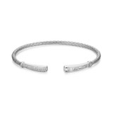 Charles Garnier Baguette Rhodium-Plated Sterling Silver Cubic Zirconia Cuff Bracelet CB0223