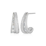 Charles Garnier Baguette Rhodium-Plated Sterling Silver Cubic Zirconia Stud Earrings CE0223