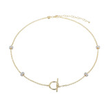 Charles Garnier Windsor Gold/Rhodium-Plated Sterling Silver Lab-Created White Sapphire Necklace CN0196