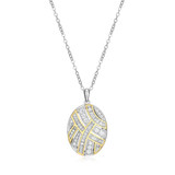 Charles Garnier Baguette Gold/Rhodium-Plated Sterling Silver Cubic Zirconia Necklace CN0225