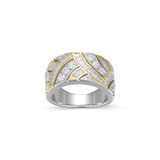 Charles Garnier Baguette Gold/Rhodium-Plated Sterling Silver Cubic Zirconia Ring CR0225