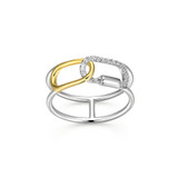 Charles Garnier Promise Gold/Rhodium-Plated Sterling Silver Cubic Zirconia Ring CR0227