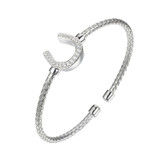 Charles Garnier Paperclip Rhodium-Plated Sterling Silver Cubic Zirconia Cuff Bracelet MLC3381WZ