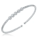 Charles Garnier 3mm Cuffs Rhodium-Plated Sterling Silver Cubic Zirconia Cuff Bracelet MLC8007WZ
