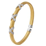 Charles Garnier 6mm Cuffs Gold/Rhodium-Plated Sterling Silver Cubic Zirconia Cuff Bracelet MLC8061YWZ