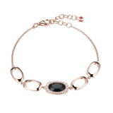 ELLE Jewelry Rose Gold-Plated Sterling Silver Black Agate Bracelet B10215RBX