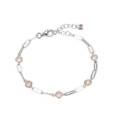 ELLE Jewelry Paperclip Two-Tone Plated Sterling Silver CZ Bracelet B10186RWZ