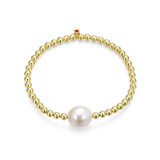 ELLE Jewelry Pearl Meet Gem Gold-Plated Sterling Silver Pearl Bracelet LB0296