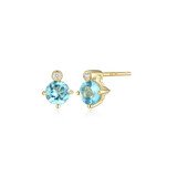 ELLE Jewelry Gold-Plated Sterling Silver Blue Topaz Stud Earrings E10348DECY