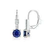 ELLE Jewelry Sterling Silver Lab-Created Sapphire Leverback Earrings LE0292