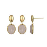 ELLE Jewelry Gold-Plated Sterling Silver Rose Quartz Stud Earrings LE0240