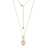 ELLE Jewelry Riviere Gold-Plated Sterling Silver Rose Quartz Necklace LN0240