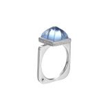 ELLE Jewelry Pivot Rhodium-Plated Sterling Silver Lab-Created Blue Quartz & CZ Ring LR0082