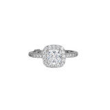 ELLE Jewelry Radiance Rhodium-Plated Sterling Silver Cushion CZ Halo Ring LR0009