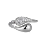 ELLE Jewelry Teardrop Rhodium-Plated Sterling Silver CZ Bypass Ring LR0129