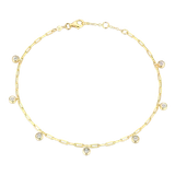 M by Monte Luna Dangle Station Lab-Created Diamond Mini Paperclip 14K Yellow Gold-Plated Sterling Silver Anklet BA0217Y