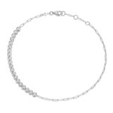 M by Monte Luna Mini Paperclip Chain & Bezel-Set Lab-Created Diamond Rhodium-Plated Sterling Silver Anklet BA0239W