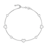 M by Monte Luna Amore Station Lab-Created Diamond Bolo Rhodium-Plated Sterling Silver Anklet BA0274W
