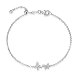 M by Monte Luna Twin Butterfly Lab-Created Diamond Bolo Rhodium-Plated Sterling Silver Bracelet BB0185W