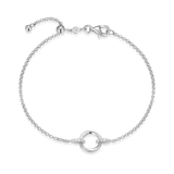 M by Monte Luna Knife Edge Circle Link Lab-Created Diamond Bolo Rhodium-Plated Sterling Silver Bracelet BB0188W