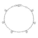 M by Monte Luna Dangle Station Lab-Created Diamond Mini Paperclip Rhodium-Plated Sterling Silver Bracelet BB0217W